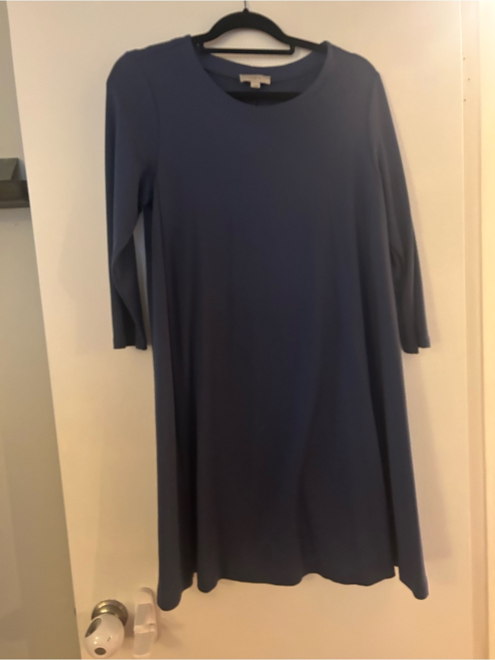 LOFT Blue Swing Dress with Three-Quarter Sleeves